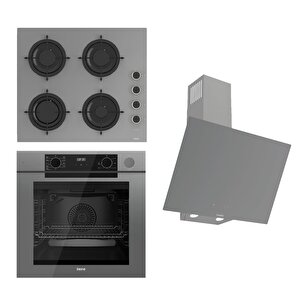 Steamart-fryart-silentart Serisi Gri Set (cs208-fa + Qep64cpr +d079-sa ) - Emaye Izgara / Kademeli Musluk