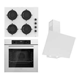 Flowart-silentart Serisi Beyaz Set (cs206-fa + Qbl63cb +d078-sa ) - Emaye Izgara