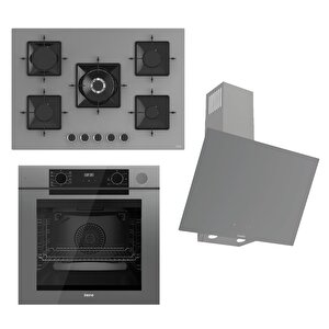 Steamart-fryart-silentart Serisi Gri Set (ss038 + Qep64cpr +d079-sa ) - Döküm Izgara / 75 Cm Ocak