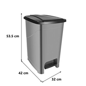Srl-3030 Slim Pedallı Plastik Çöp Kovası İç Kovalı 40 Lt Antrasit