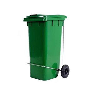 Sy-6507 Pedallı Tekerlekli Kapaklı Plastik Çöp Konteyneri 120 Lt Yeşil