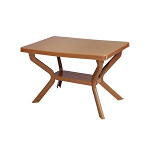 Mt-gf240 Prima Roccia Plastik Dikdörtgen Bahçe Balkon Masa 70x110 Cm Kahverengi