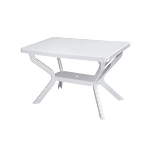 Mt-gf240 Prima Roccia Plastik Dikdörtgen Bahçe Balkon Masa 70x110 Cm Beyaz