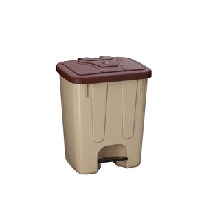 Sy-4255 40 Lt Köşeli Pedallı Plastik Çöp Kovası (i̇ç Kovasız) Bej