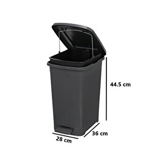 Elf-i̇342 Slim Pedallı Plastik Çöp Kovası İç Kovalı 25 Lt Antrasit