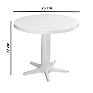 Mt-gf205 Prima Rose Plastik Yuvarlak Bahçe Balkon Masa Ø75 Cm Beyaz