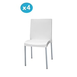 Mt-cf875 Vortice Plastik Bahçe Balkon Sandalye 4'lü Set 1000 Beyaz