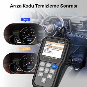Npo Npc319 2.4" Türkçe Obdii/eobd+can Modlu 63000 Hata Hafızalı Araç Arıza Tespit/silme Cihazı