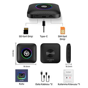 Npo Npcp01 Sim Kartlı Android13 8gb/128gb Tvbox, Youtube, Netflix, Carlinkit, Playstore Kablosuz Carplay