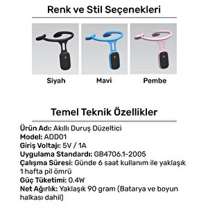 Npo Add01m Şarjlı Titreşimli Otomatik Hatrlatıcı,kamburluk Giderici Ergonomik Akıllı Duruş Düzeltici