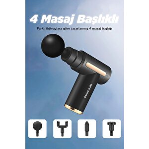 Npo Nmj6 4 Masaj Başlıklı 6 Seviyeli 3800rpm Type-c Taşınabilir Profesyonel Mini Masaj Tabancası