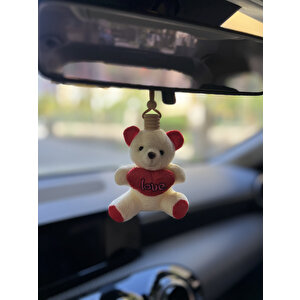 Oto Koku Araç Kokusu Vanilya Aromalı Kalıcı Kokulu Love Beyaz Peluş Ayıcık Araba Kokusu Düz