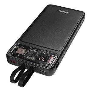 H120 10000mah Hsc22.5w Pd20w+qc3.0 18w Siyah Lcd Şeffaf Taşınabilir Pil Şarj Cihazı Powerbank