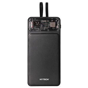 Hytech H120 10000mah Hsc22.5w Pd20w+qc3.0 18w Siyah Lcd Şeffaf Taşınabilir Pil Şarj Cihazı Powerbank