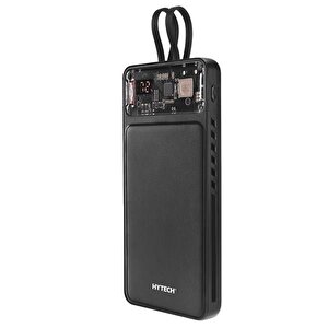 Hytech H120 10000mah Hsc22.5w Pd20w+qc3.0 18w Siyah Lcd Şeffaf Taşınabilir Pil Şarj Cihazı Powerbank