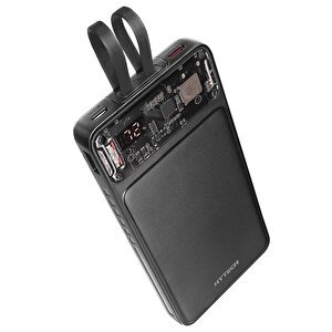 Hytech H120 10000mah Hsc22.5w Pd20w+qc3.0 18w Siyah Lcd Şeffaf Taşınabilir Pil Şarj Cihazı Powerbank