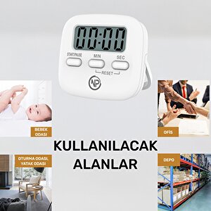Npo Npt05b Mutfak,ders,yemek Için 60dk Dijital Alarm Kronometre,pomodoro Öğrenci Motivasyon Saati