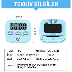 Npo Npt05m Mutfak,ders,yemek Için 60dk Dijital Alarm Kronometre,pomodoro Öğrenci Motivasyon Saati
