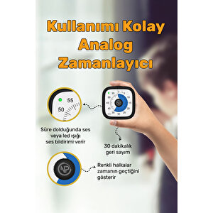 Npo Npt31s Mutfak,ders,yemek Için 60dk Analog Alarm Zamanlayıcı,pomodoro Öğrenci Motivasyon Saati