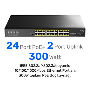 Cudy Gs1028ps2 24 Port Gigabit 2-sfp 300w Full Poe Yönetilemez Switch
