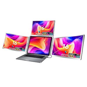 Npo Npm788 16" Fhd 1200p Ips Type-c Taşınabilir 3'lü Monitör Çoklayıcı Standlı Notebook Monitör
