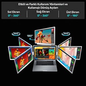 Npo Npm788 16" Fhd 1200p Ips Type-c Taşınabilir 3'lü Monitör Çoklayıcı Standlı Notebook Monitör