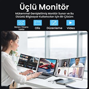 Npo Npm11 16" Fhd 1200p Ips Type-c Taşınabilir 2'li Monitör Çoklayıcı Standlı Notebook Monitör