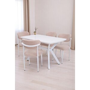 Venedik Polo Mdf Lak Panel Açılır Mutfak Masa Sandalye Takımı 80*130cm Beyaz