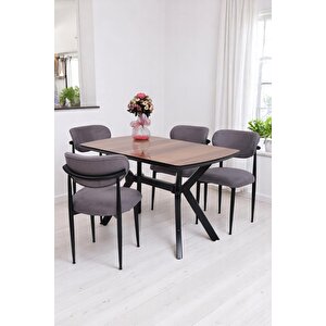 Venedik Polo Mdf Lak Panel Açılır Mutfak Masa Sandalye Takımı 80*130cm Ceviz
