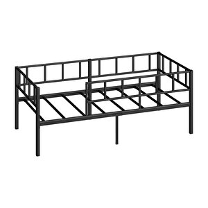 Zenit Metal Karyola Siyah 90x190 Cm, Korkuluklu Karyola, Daybed