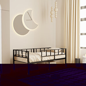 Zenit Metal Karyola Siyah 90x190 Cm, Korkuluklu Karyola, Daybed