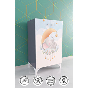 Minik Rüyacı 2 Raflı Çocuk Odası Dolabı Çok Amaçlı Baskılı Oyuncak Dolabı