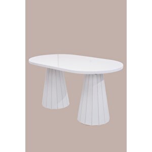 Bohem Açılır Mdf Lak Panel Yemek Masası 90x160cm Beyaz