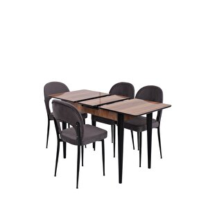 Melisa Hilal Lak Panel Açılır Mutfak Masa Sandalye Takımı 60x100 Ceviz
