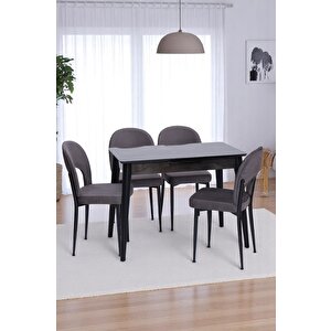 Melisa Hilal Lak Panel Açılır Mutfak Masa Sandalye Takımı 60x100 Siyah