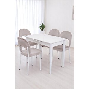Melisa Hilal Lak Panel Açılır Mutfak Masa Sandalye Takımı 60x100 1000 Beyaz