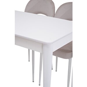 Melisa Hilal Lak Panel Açılır Mutfak Masa Sandalye Takımı 60x100 1000 Beyaz