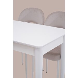 Melisa Hilal Lak Panel Açılır Mutfak Masa Sandalye Takımı 60x100 1000 Beyaz