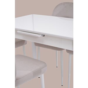 Melisa Hilal Lak Panel Açılır Mutfak Masa Sandalye Takımı 60x100