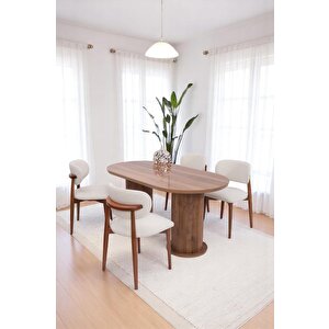 Bohem Norte Lak Panel Sabit Yemek Masa Sandalye Takımı 90x160cm Ceviz