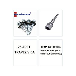 Trapez Vi̇dasi 5,5 X 25 Mm. / Çati Vi̇dasi / Akilli Sac Vi̇dasi / ( 50 Adet ) Uç Hedi̇yeli̇