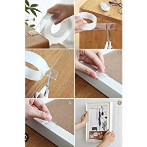 Tablo Çerçeve Için Yapıştırma Silikonlu Çift Taraflı Bant Şeffaf 18 Mm X 2 M.