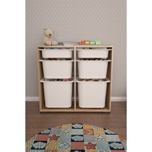 Carla 2 + 2 + 2 Tropik Ceviz Ultra Derin Sepetli Çok Amaçlı Dolap Oyuncak Dolabı