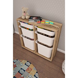 Carla 2 + 2 + 2 Tropik Ceviz Ultra Derin Sepetli Çok Amaçlı Dolap Oyuncak Dolabı