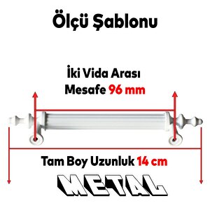Erciyes Mobilya Mutfak Dolabı Çekmece Dolap Kapak Kulpu Kulbu Beyaz (96 Mm-9.6 Cm) Metal Kulpları