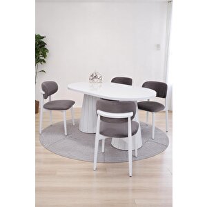 Bohem Norte Lak Panel Açılır Yemek Masa Sandalye Takımı 90x160cm