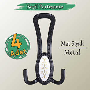 4 Adet Seçil Siyah Metal Portmanto Vestiyer Duvar Dolap Elbise Mobilya Kapı Askısı Askılığı