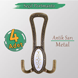 4 Adet Seçil Antik Sarı Metal Portmanto Vestiyer Duvar Dolap Elbise Mobilya Kapı Askısı Askılığı