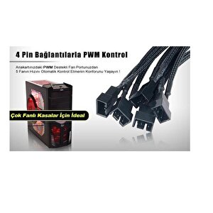 4354 Flexa P5 5 Port Çıkışlı Pwm Fan Çoklayıcı Çoğaltıcı 4 2 Pin Splitter Kablosu