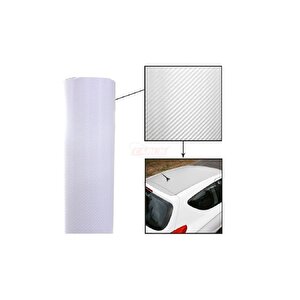 Beyaz Karbon Folyo 3d Hava Kanallı Kaplama Folyosu 152 Cm X 30 Cm